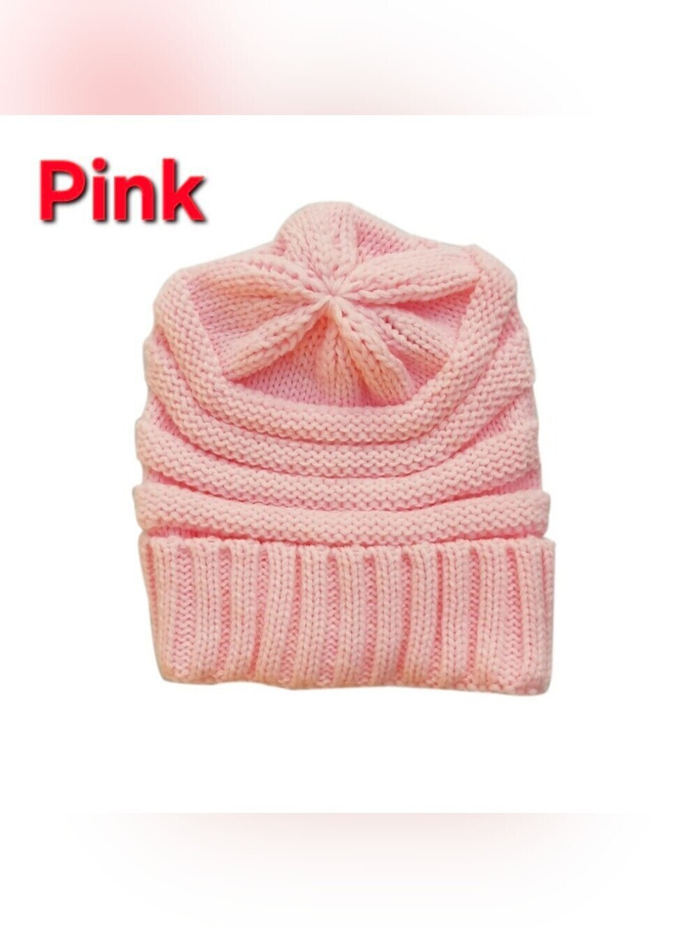 C.C Knit Hat - Blue, Red, Brown, Pink, Beige, White, Camel - Picture 10 of 14